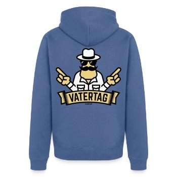 Vatertag Handzeichen (Männertag / Herrentag / 3C) - Unisex Premium Bio Zip Hoodie - Taubenblau - Hinten - Nico (187cm)