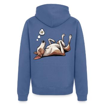 Podenco Podencos Amoureux de Podenco Podenco Propriétaires de Podenco - Veste à capuche bio Premium Unisexe - bleu pigeon - Dos - Nico (187cm)