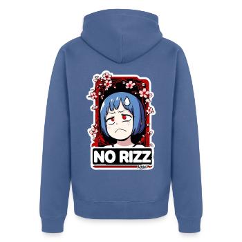 Kein Rizz Sakura Kummer - Unisex Premium Bio Zip Hoodie - Taubenblau - Hinten - Nico (187cm)