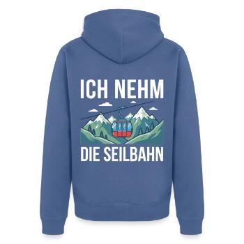 Seilbahn Berge Gondelbahn Alpen  - Unisex Premium Bio Zip Hoodie - Taubenblau - Hinten - Nico (187cm)