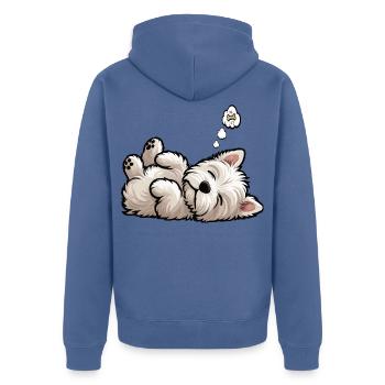 Propriétaire de Westie Westie Terrier des Highlands - Veste à capuche bio Premium Unisexe - bleu pigeon - Dos - Nico (187cm)