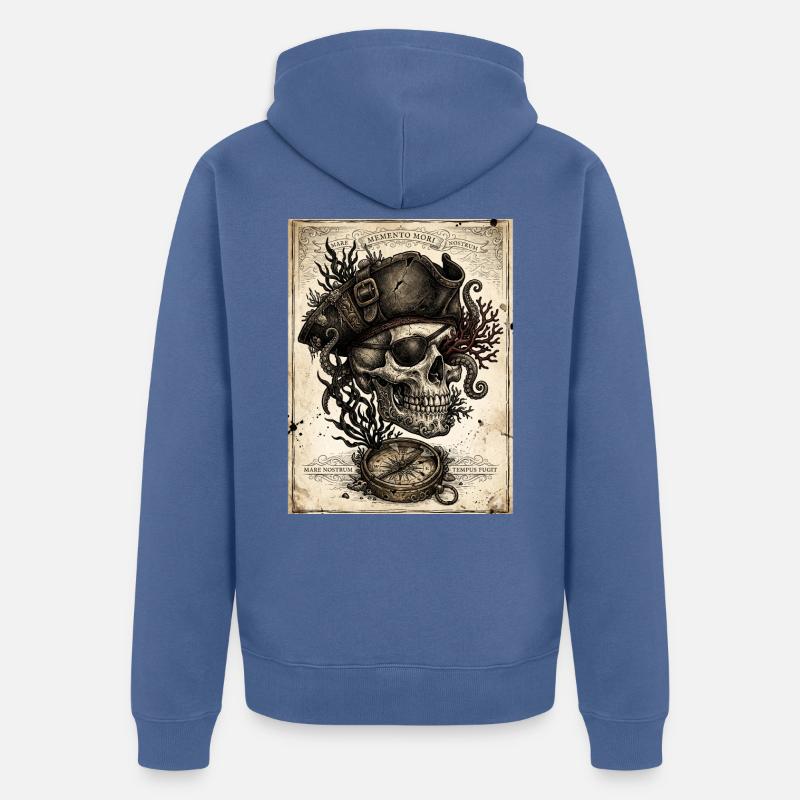 Crâne pirate et compas - Veste à capuche bio Premium Unisexe - bleu pigeon
