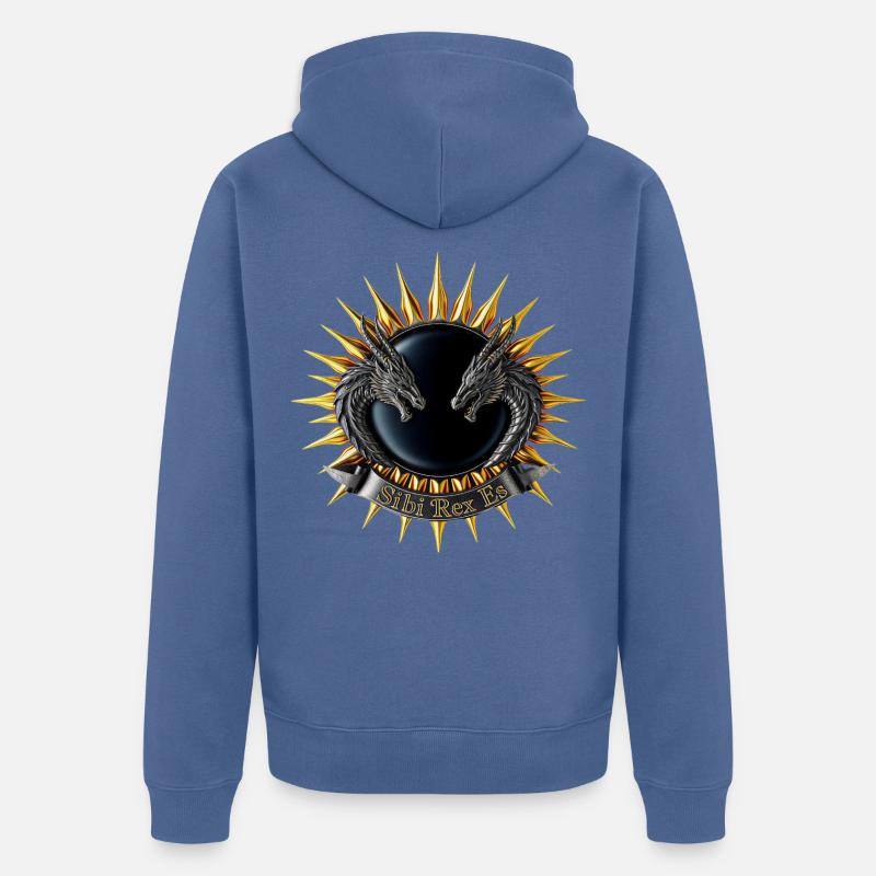 Sibi-Rex-es-Dragon-Crest - Veste à capuche bio Premium Unisexe - bleu pigeon