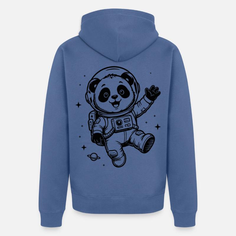 Astronaute Panda : Aventure spatiale - Veste à capuche bio Premium Unisexe - bleu pigeon