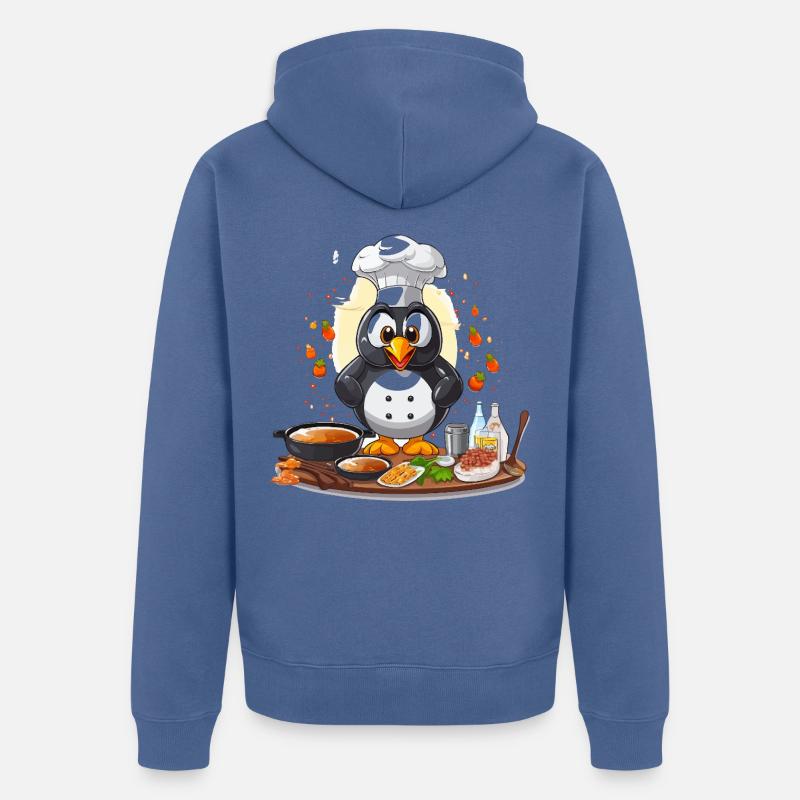 Kitchen Penguin Chef Design - Veste à capuche bio Premium Unisexe - bleu pigeon