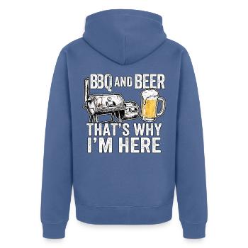BBQ Und Bier Grillparty - Unisex Premium Bio Zip Hoodie - Taubenblau - Hinten - Nico (187cm)