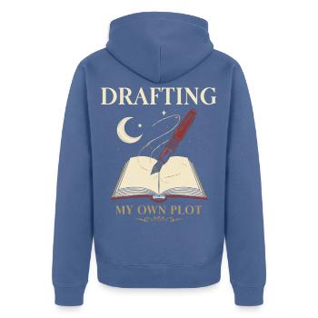 Eigenen Plot unter Mondschein - Unisex Premium Bio Zip Hoodie - Taubenblau - Hinten - Nico (187cm)