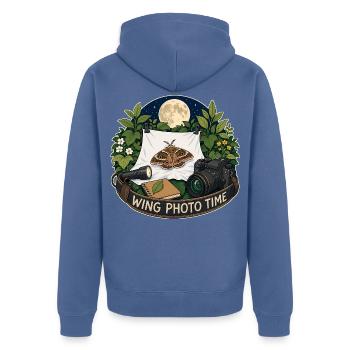 WING PHOTO TIME - Unisex Premium Bio Zip Hoodie - Taubenblau - Hinten - Nico (187cm)
