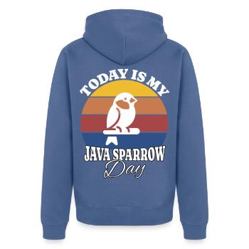 Reisamadine Java Sparrow - Unisex Premium Organic Zip Hoodie - stone blue - Back - Nico (187cm)