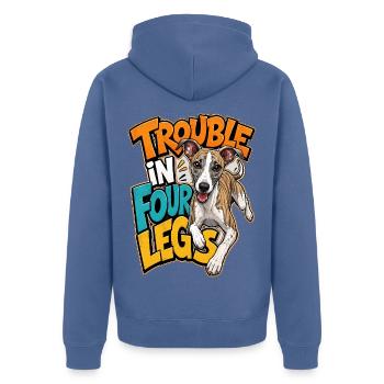 Whippet - Unisex Premium Organic Zip Hoodie - stone blue - Back - Nico (187cm)
