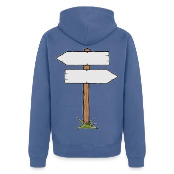 Holzschilder Cartoon - Unisex Premium Bio Zip Hoodie - Taubenblau - Hinten - Nico (187cm)