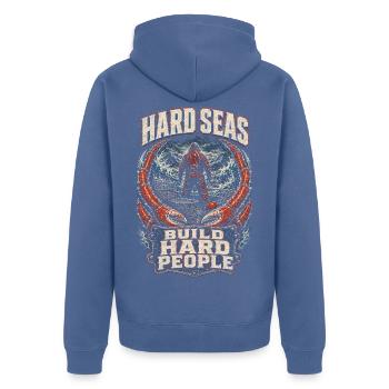 Le crabe royal d’Alaska Les mers dures forgent des gens durs - Veste à capuche bio Premium Unisexe - bleu pigeon - Dos - Nico (187cm)
