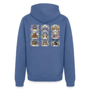 Sorcières - Tarot Majeur - Veste à capuche bio Premium Unisexe - bleu pigeon - Dos - Nico (187cm)