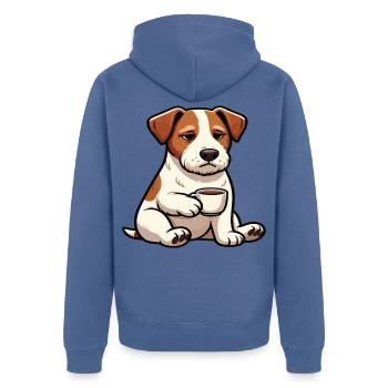 Jack Russel terrier Jack russel Besitzer Jacky - Unisex Premium Bio Zip Hoodie - Taubenblau - Hinten - Nico (187cm)