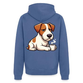 Jack Russel terrier Jack russel Besitzer Jacky - Unisex Premium Bio Zip Hoodie - Taubenblau - Hinten - Nico (187cm)
