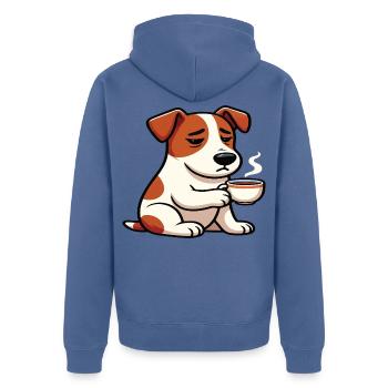 Jack Russel terrier Jack russel Besitzer Jacky - Unisex Premium Bio Zip Hoodie - Taubenblau - Hinten - Nico (187cm)