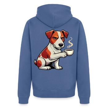 Jack Russel terrier Jack russel Besitzer Jacky - Unisex Premium Bio Zip Hoodie - Taubenblau - Hinten - Nico (187cm)