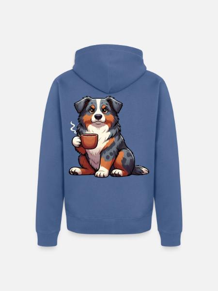 Australian Shepherd Aussie Aussiebesitzer Aussies - Unisex Premium Bio Zip Hoodie - Taubenblau