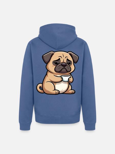 Mops Möpse Mopsbesitzer Mopsliebhaber Mopshalter - Unisex Premium Bio Zip Hoodie - Taubenblau