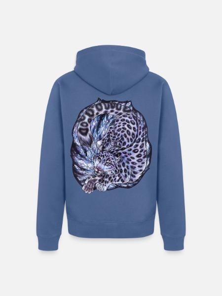 Cooler Schneeleopard Raubkatze Eis Sturm Schnee - Unisex Premium Bio Zip Hoodie - Taubenblau