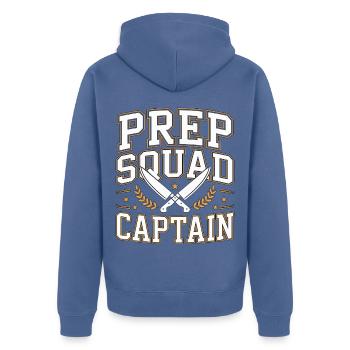 Sous Chef Prep Squad Captain Professional Chef - Unisex Premium Bio Zip Hoodie - Taubenblau - Hinten - Nico (187cm)