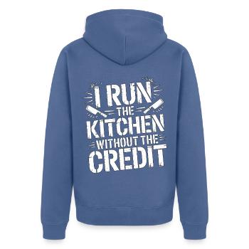 Sous Chef I Run The Kitchen Culinary Professional - Unisex Premium Bio Zip Hoodie - Taubenblau - Hinten - Nico (187cm)