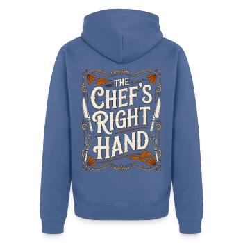 Sous Chef The Chef's Right Hand Culinary Arts - Unisex Premium Bio Zip Hoodie - Taubenblau - Hinten - Nico (187cm)