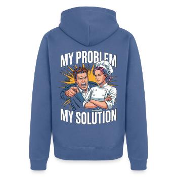 Sous Chef My Problem My Pictogram Mom Culinary Art - Unisex Premium Bio Zip Hoodie - Taubenblau - Hinten - Nico (187cm)