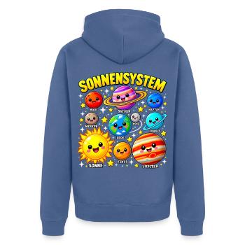 Système Solaire - Planètes Mignonnes pour Enfants - Unisex Premium Bio Zip Hoodie - Taubenblau - Hinten - Nico (187cm)