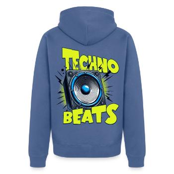 TECHNO BEATS - Unisex Premium Bio Zip Hoodie - Taubenblau - Hinten - Nico (187cm)