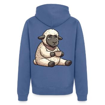 Schaf Schafe Schäfer Schafhalter Schafbock - Unisex Premium Bio Zip Hoodie - Taubenblau - Hinten - Nico (187cm)