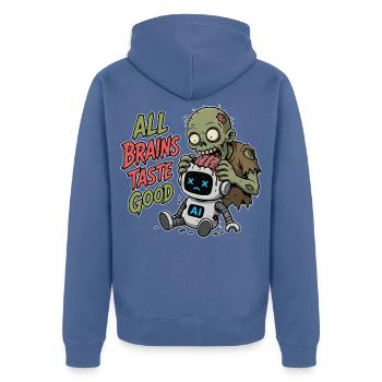 KI Zombie Halloween - Unisex Premium Bio Zip Hoodie - Taubenblau - Hinten - Nico (187cm)