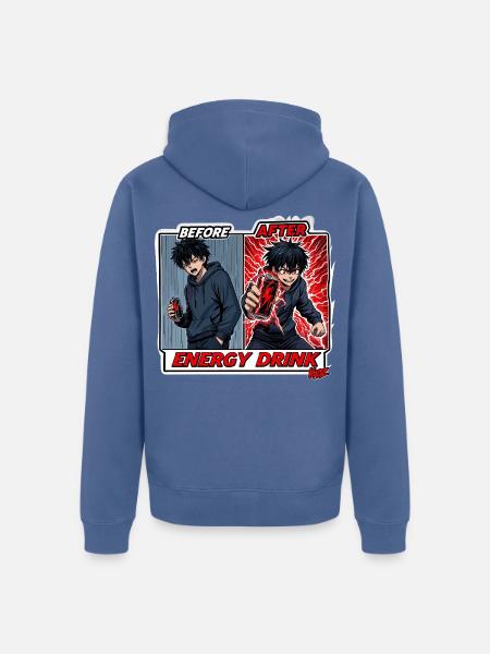 Vorher Nachher Energie-Drink Comic - Unisex Premium Bio Zip Hoodie - Taubenblau