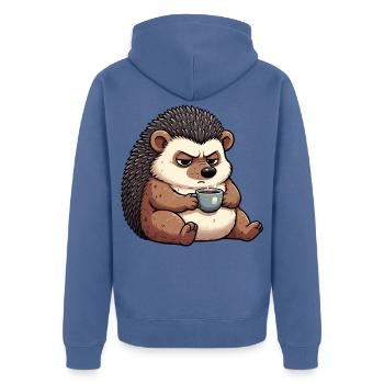 Igel Igelliebhaber Igelbesitzer Igelhalter Stachel - Unisex Premium Bio Zip Hoodie - Taubenblau - Hinten - Nico (187cm)