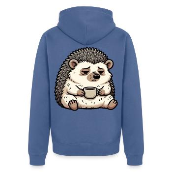 Igel Igelliebhaber Igelbesitzer Igelhalter Stachel - Unisex Premium Bio Zip Hoodie - Taubenblau - Hinten - Nico (187cm)
