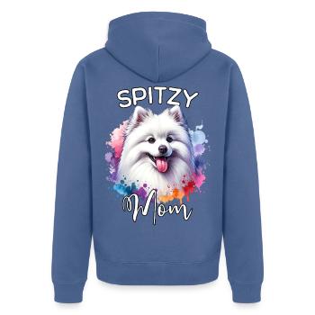 Spitz Mama - Unisex Premium Bio Zip Hoodie - Taubenblau - Hinten - Nico (187cm)