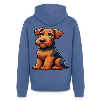 Airedale Terrier Airedales Airedaleliebhaber - Unisex Premium Bio Zip Hoodie - Taubenblau - Hinten - Nico (187cm)