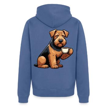 Airedale Terrier Airedales Airedaleliebhaber - Unisex Premium Bio Zip Hoodie - Taubenblau - Hinten - Nico (187cm)