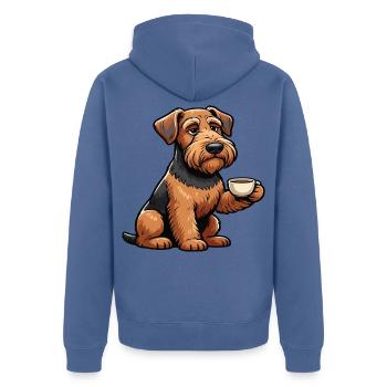 Airedale Terrier Airedales Airedaleliebhaber - Unisex Premium Bio Zip Hoodie - Taubenblau - Hinten - Nico (187cm)