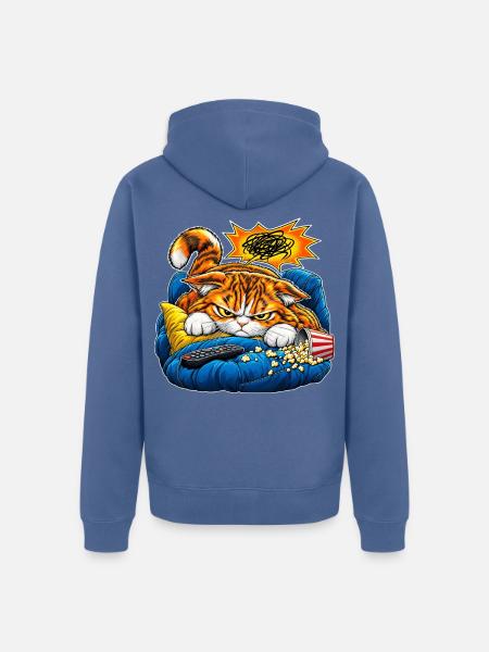 Grimmige SofaKatze - Unisex Premium Bio Zip Hoodie - Taubenblau