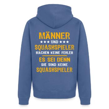 Squashspieler Squash - Unisex Premium Bio Zip Hoodie - Taubenblau - Hinten - Nico (187cm)