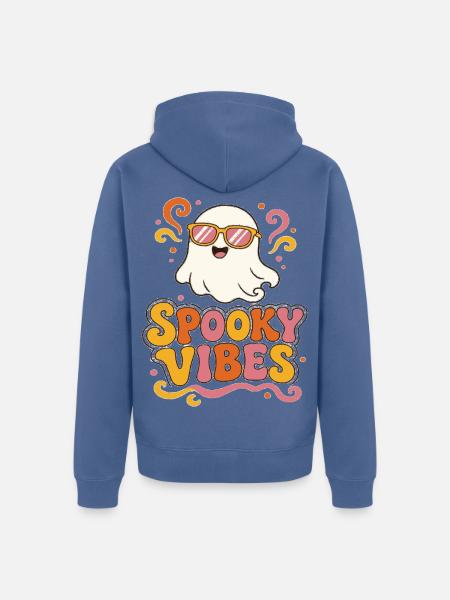 Spooky Vibes Geist mit Sonnenbrille - Unisex Premium Bio Zip Hoodie - Taubenblau