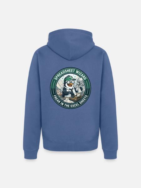 Lustiges Buchhalter-Pinguin-Tabellen-Zauberer-Abzeichen - Unisex Premium Bio Zip Hoodie - Taubenblau