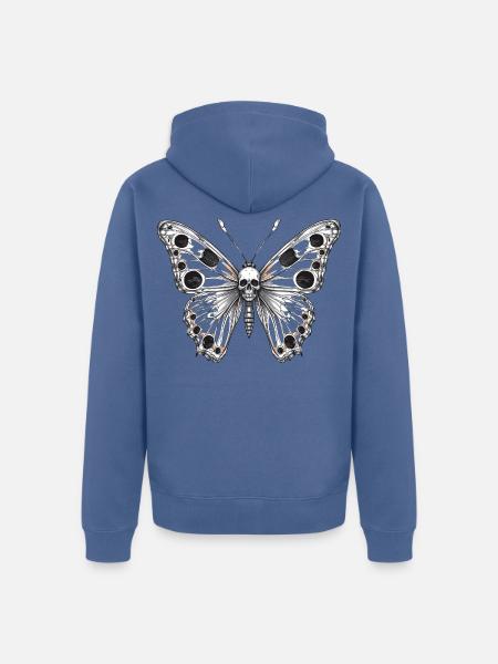 Gotischer Mottenschädel - Unisex Premium Bio Zip Hoodie - Taubenblau