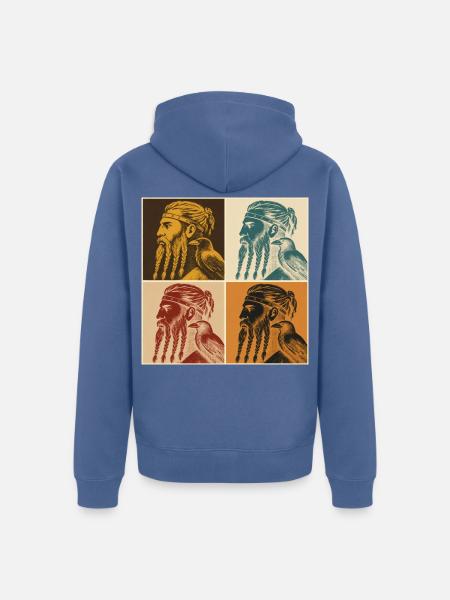 Viking Dreadpop Vierbild - Unisex Premium Bio Zip Hoodie - Taubenblau
