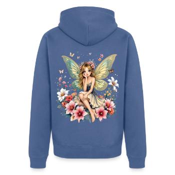  Verzauberte Fee Blumen Orchideen Fantasie Mystisc - Unisex Premium Bio Zip Hoodie - Taubenblau - Hinten - Nico (187cm)