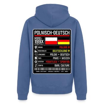 Deutschpolen - zwischen zwei Kulturen 199x - Unisex Premium Bio Zip Hoodie - Taubenblau - Hinten - Nico (187cm)