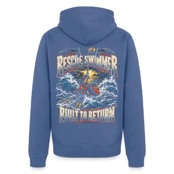 Rettungsschwimmer Wasserrettung Built To Return - Unisex Premium Bio Zip Hoodie - Taubenblau - Hinten - Nico (187cm)