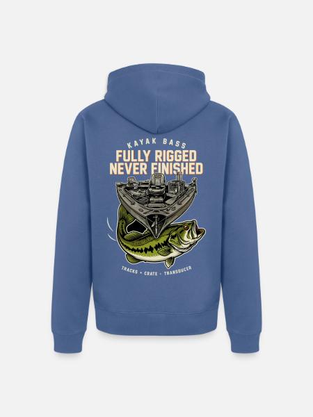 Vollausgestattetes Bassboot – Nie Fertig - Unisex Premium Bio Zip Hoodie - Taubenblau