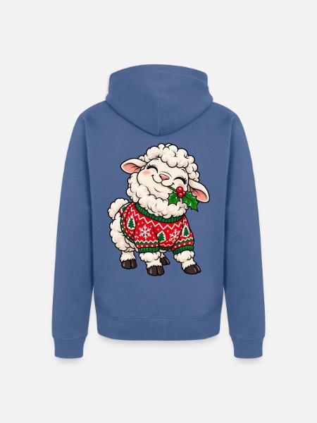 Weihnachten Schaf Pullover Mistel Geschenk - Unisex Premium Bio Zip Hoodie - Taubenblau